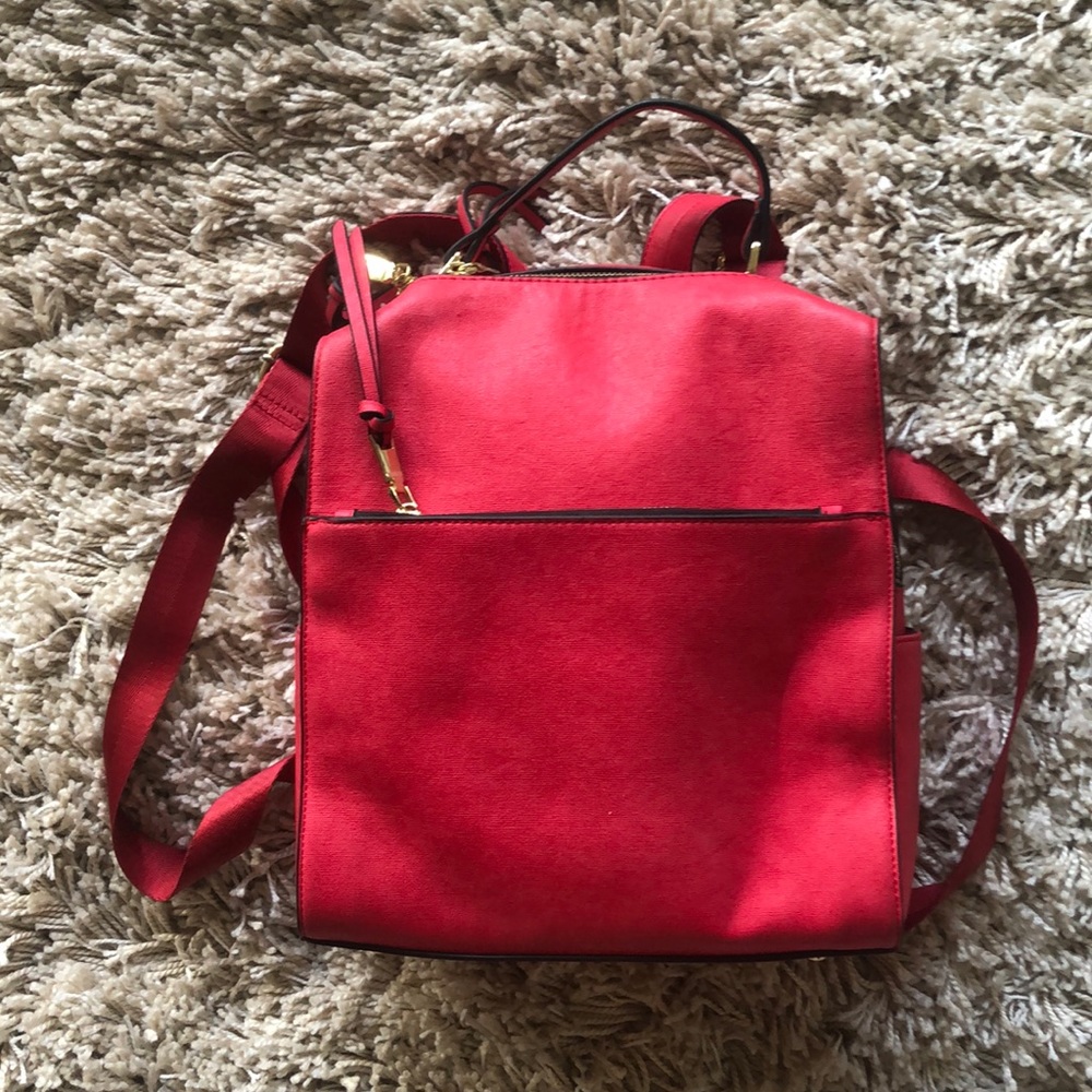 Red leather Backpack!